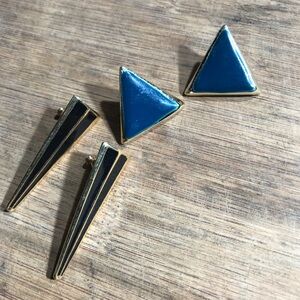Vintage Lot of 2 Pairs of Enamel Post Earrings